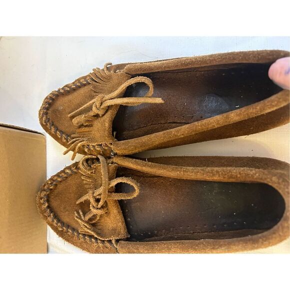 Minnetonka Brown leather brown moccasin slippers 8.5 - Picture 4 of 5